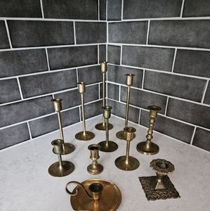 Lot of 11 brass candle stick holders